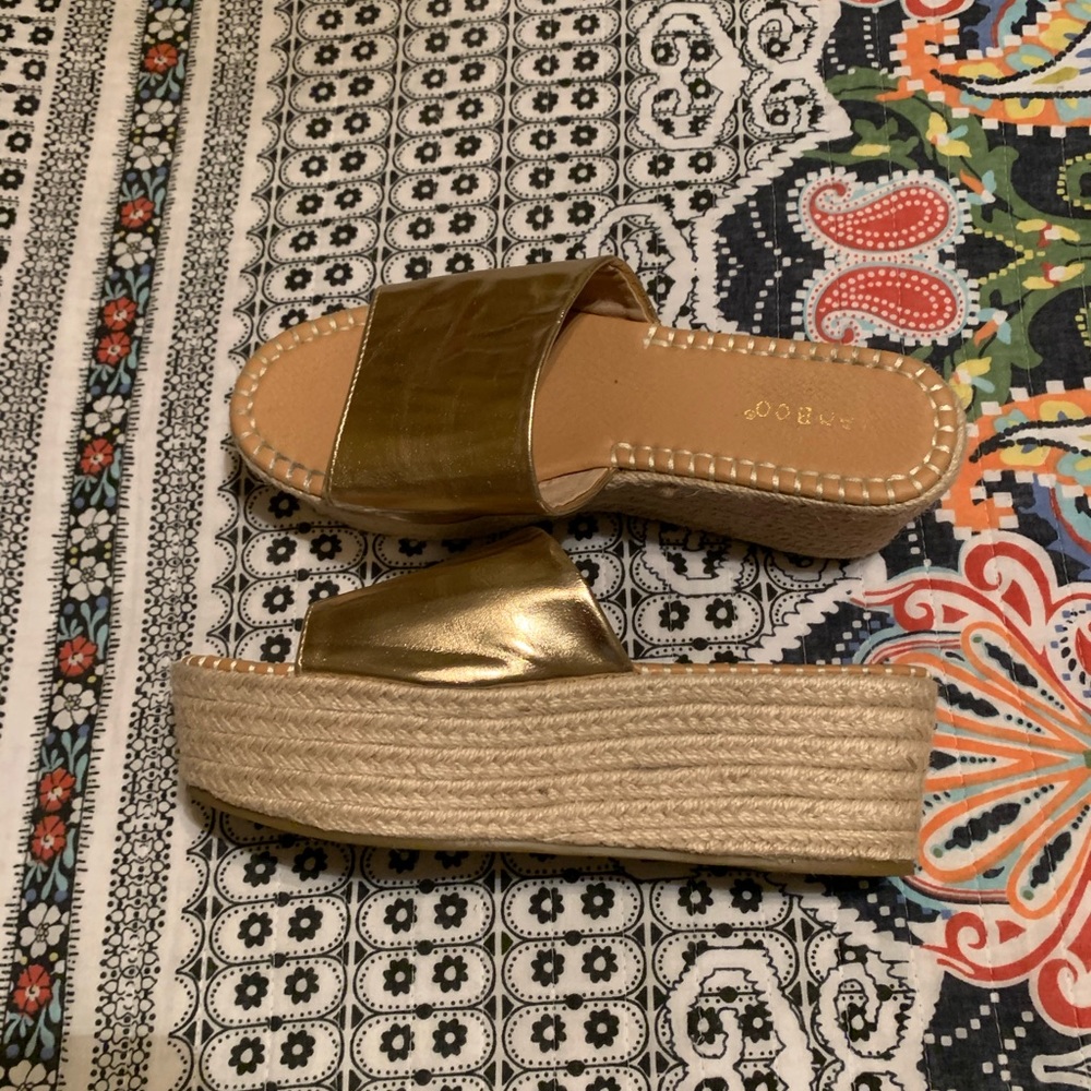 Gold Espadrille Slide Sandals